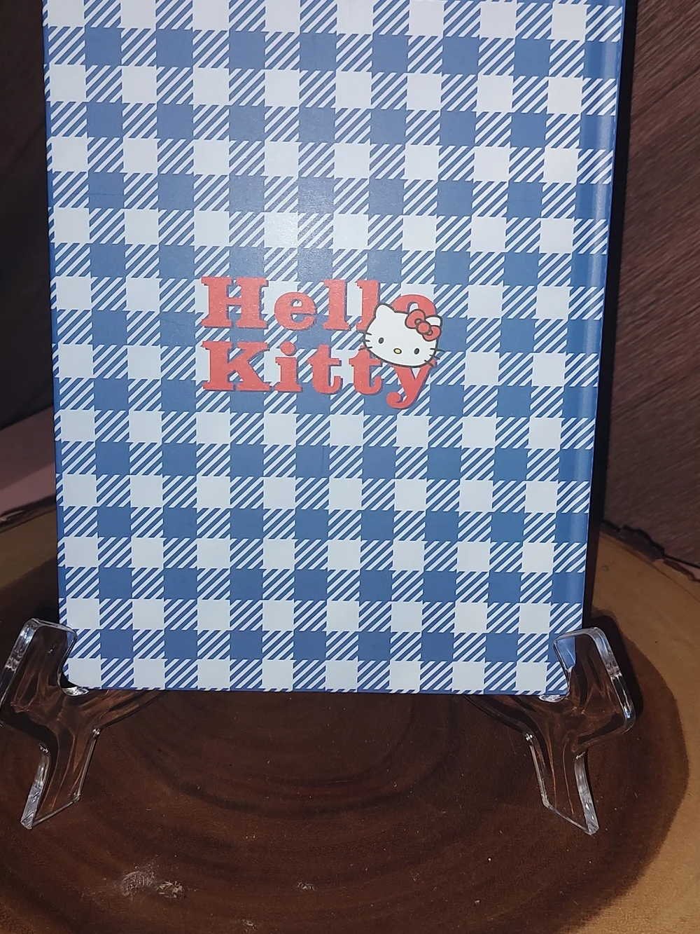 New!Hello Kitty Blue Plaid Notebook with Red Accents